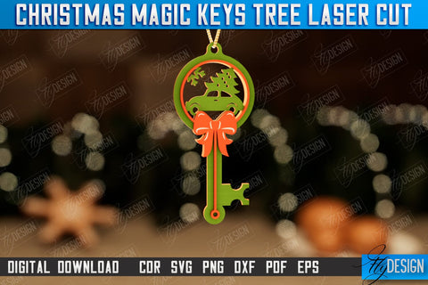 Christmas Magic Keys Bundle | Christmas Tree Toy | Christmas Patterns | Santa's Magic Key | CNC Files SVG Fly Design 