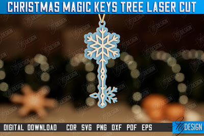 Christmas Magic Keys | Christmas Tree Toy | Christmas Patterns | Santa's Magic Key | CNC File SVG Fly Design 