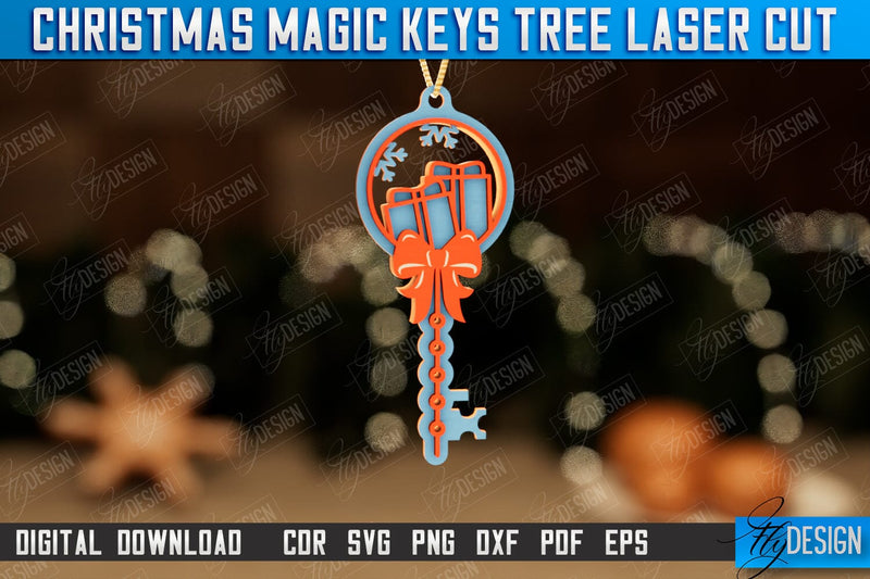 Christmas Magic Keys | Christmas Tree Toy | Christmas Patterns | Santa's Magic Key | CNC File SVG Fly Design 