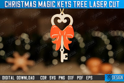 Christmas Magic Keys | Christmas Tree Toy | Christmas Patterns | Santa's Magic Key | CNC File SVG Fly Design 