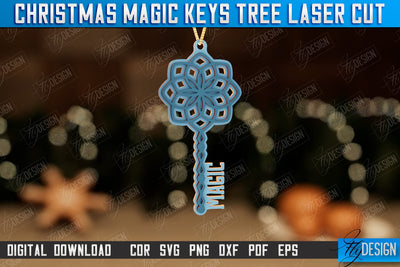 Christmas Magic Keys | Christmas Tree Toy | Christmas Patterns | Santa's Magic Key | CNC File SVG Fly Design 