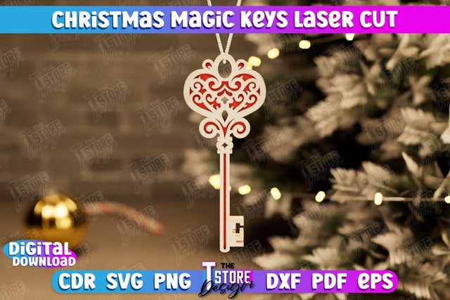 Christmas Magic Keys | Christmas Tree Toy | Christmas Patterns | Santa's Magic Key | CNC File SVG The T Store Design 