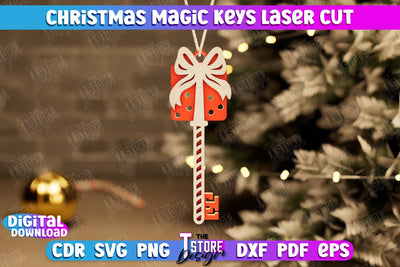 Christmas Magic Keys | Christmas Tree Toy | Christmas Patterns | Santa's Magic Key | CNC File SVG The T Store Design 