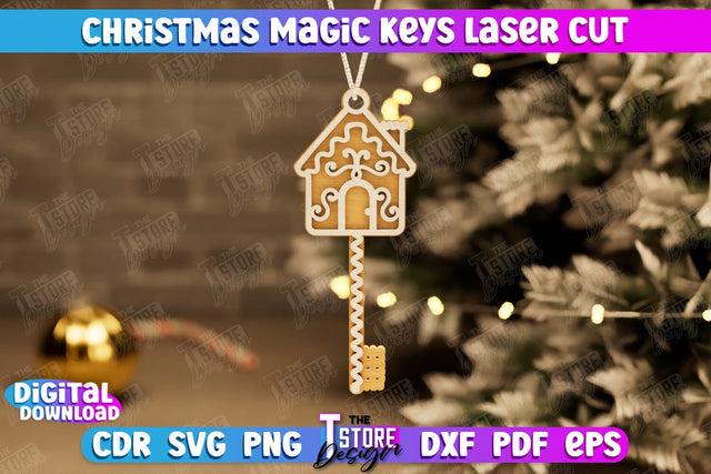 Christmas Magic Keys | Christmas Tree Toy | Christmas Patterns | Santa's Magic Key | CNC File SVG The T Store Design 