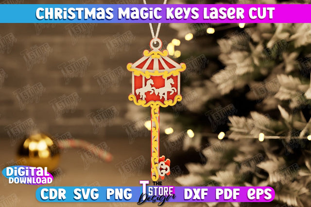 Christmas Magic Keys | Christmas Tree Toy | Christmas Patterns | Santa's Magic Key | CNC File SVG The T Store Design 