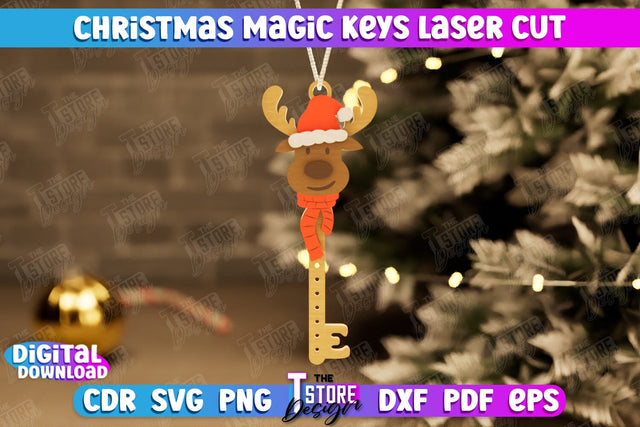 Christmas Magic Keys | Christmas Tree Toy | Christmas Patterns | Santa's Magic Key | CNC File SVG The T Store Design 