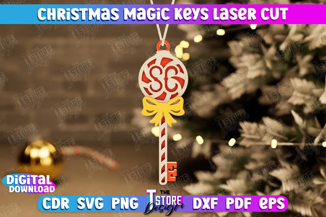 Christmas Magic Keys | Christmas Tree Toy | Christmas Patterns | Santa's Magic Key | CNC File SVG The T Store Design 