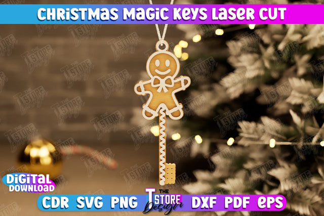 Christmas Magic Keys | Christmas Tree Toy | Christmas Patterns | Santa's Magic Key | CNC File SVG The T Store Design 