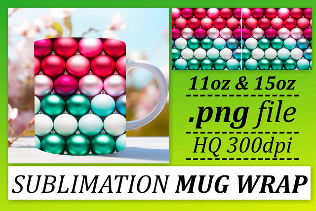 Christmas Magic Mug Wrap - Ornaments Theme Sublimation afrosvg 