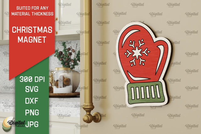 Christmas Magnet Laser Cut. Wood Christmas Magnet SVG SVG Evgenyia Guschina 