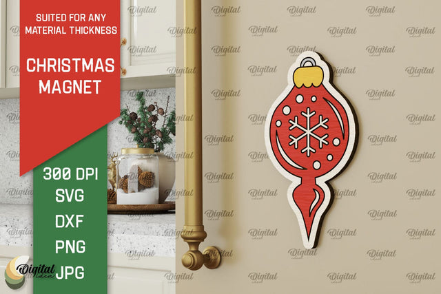 Christmas Magnet Laser Cut. Wood Christmas Magnet SVG SVG Evgenyia Guschina 