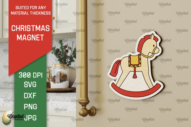 Christmas Magnet Laser Cut. Wood Christmas Magnet SVG SVG Evgenyia Guschina 