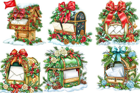 Christmas Mailbox Watercolor Clipart Sublimation SVGArt 