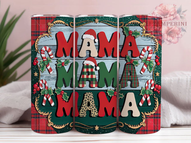 Christmas Mama Festive Holiday Tumbler, Holiday Tumbler Design, 20oz Skinny Tumbler, Sublimation Design, Festive Mom Gift, Merry Christmas Tumbler, Seasonal Tumbler Wrap Sublimation Li Zamperini 