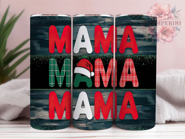 Christmas Mama Festive Holiday Tumbler, Holiday Tumbler Design, 20oz Skinny Tumbler, Sublimation Design, Festive Mom Gift, Merry Christmas Tumbler, Seasonal Tumbler Wrap Sublimation Li Zamperini 