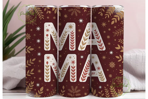 Christmas Mama Tumbler Wrap PNG Sublimation PixelChick 
