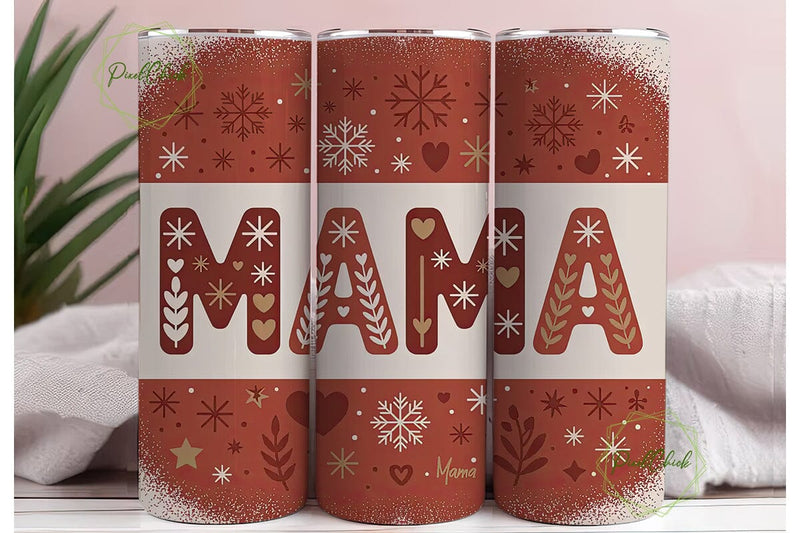 Christmas Mama Tumbler Wrap PNG Sublimation PixelChick 