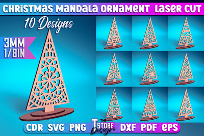 Christmas Mandala Ornament Bundle | Christmas Tree | Christmas Pattern | CNC File SVG The T Store Design 