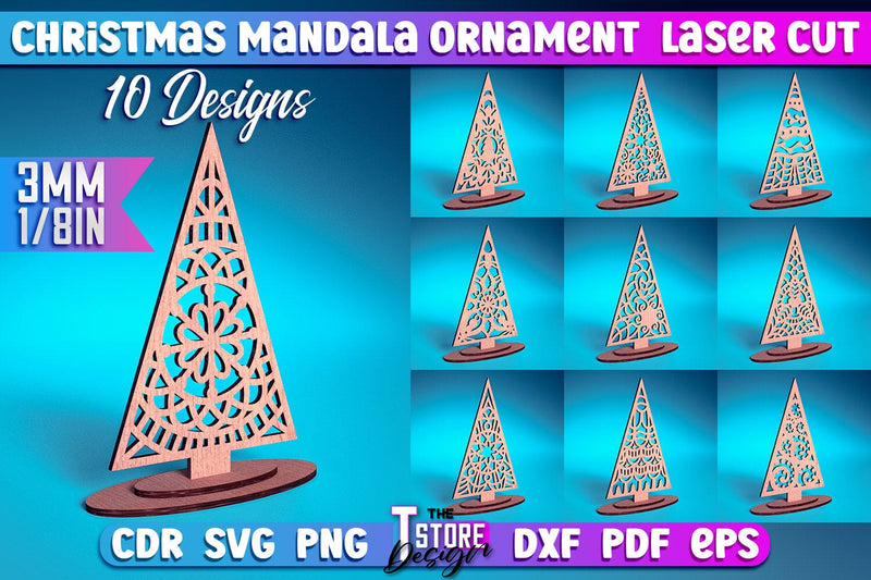 Christmas Mandala Ornament Bundle | Christmas Tree | Christmas Pattern | CNC File SVG The T Store Design 