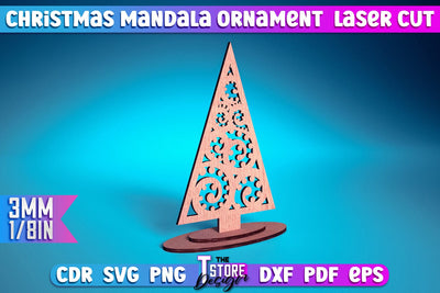 Christmas Mandala Ornament | Christmas Tree | Christmas Pattern | CNC File SVG The T Store Design 