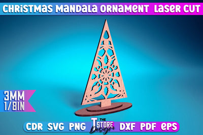 Christmas Mandala Ornament | Christmas Tree | Christmas Pattern | CNC File SVG The T Store Design 