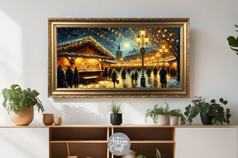 Christmas market Frame TV art prints Digital Pattern Artisan Craft SVG 