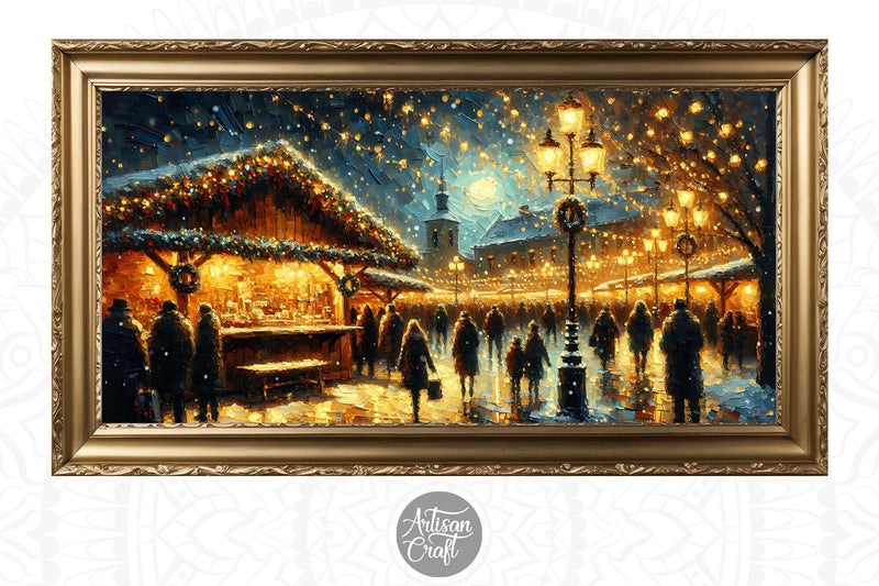 Christmas market Frame TV art prints Digital Pattern Artisan Craft SVG 