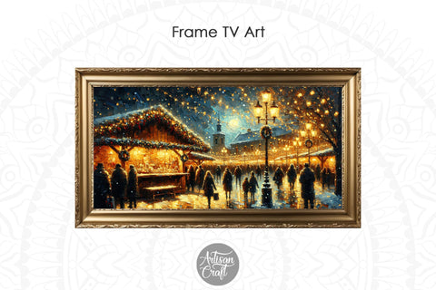 Christmas market Frame TV art prints Digital Pattern Artisan Craft SVG 