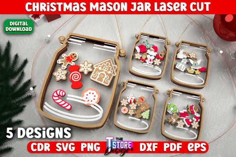 Christmas Mason Jar Bundle | Wooden Décor | Christmas Signs | Holiday | CNC Files SVG The T Store Design 