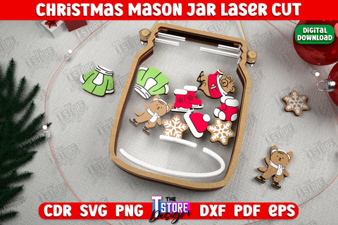 Christmas Mason Jar Bundle | Wooden Décor | Christmas Signs | Holiday | CNC Files SVG The T Store Design 