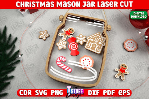 Christmas Mason Jar Bundle | Wooden Décor | Christmas Signs | Holiday | CNC Files SVG The T Store Design 