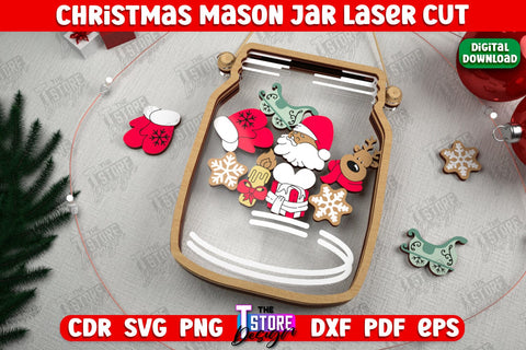 Christmas Mason Jar Bundle | Wooden Décor | Christmas Signs | Holiday | CNC Files SVG The T Store Design 