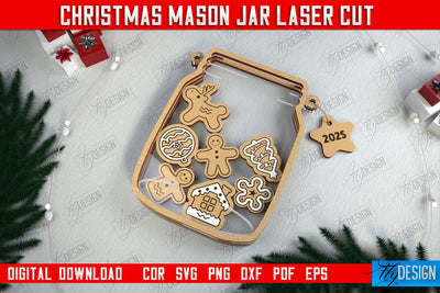 Christmas Mason Jar | Wooden Décor | Christmas Signs | Holiday | CNC File SVG Fly Design 