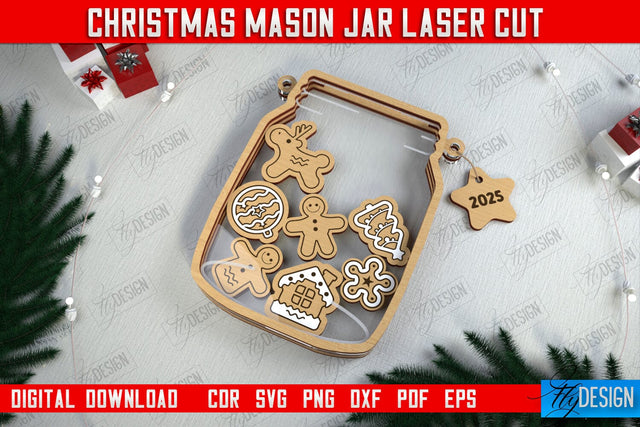 Christmas Mason Jar | Wooden Décor | Christmas Signs | Holiday | CNC File SVG Fly Design 