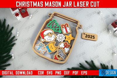 Christmas Mason Jar | Wooden Décor | Christmas Signs | Holiday | CNC File SVG Fly Design 