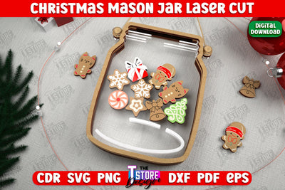 Christmas Mason Jar | Wooden Décor | Christmas Signs | Holiday | CNC File SVG The T Store Design 