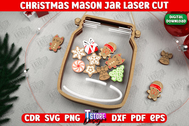 Christmas Mason Jar | Wooden Décor | Christmas Signs | Holiday | CNC File SVG The T Store Design 