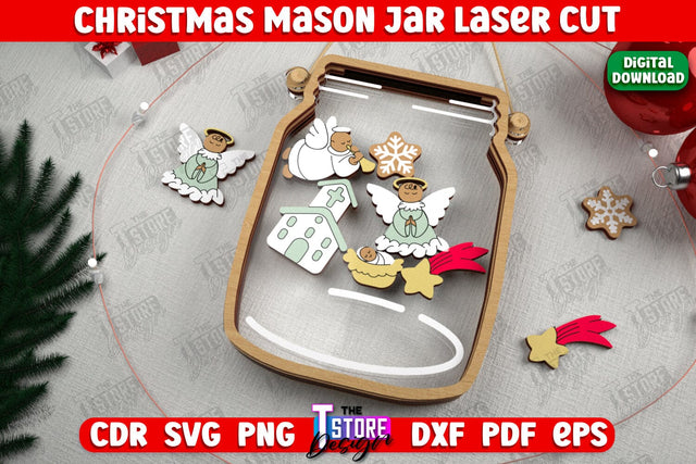 Christmas Mason Jar | Wooden Décor | Christmas Signs | Holiday | CNC File SVG The T Store Design 
