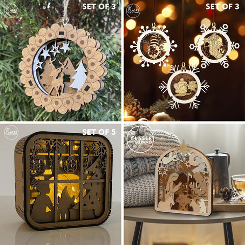 Christmas Mega Bundle 2025 – 3D Laser Cut Files for Ornaments, Lanterns, Advent Calendars & Gifts SVG LaserCutano 