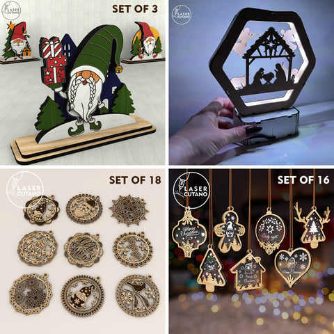 Christmas Mega Bundle 2025 – 3D Laser Cut Files for Ornaments, Lanterns, Advent Calendars & Gifts SVG LaserCutano 
