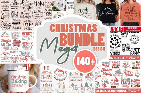 Christmas Mega Bundle, Christmas Combo Pack, Christmas Quotes Design Bundle, Christmas Big Bundle, Christmas 150+ Design, SVG FiveStarCrafting 
