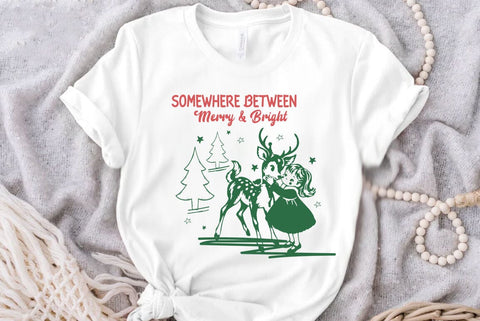 Christmas Merry and Bright Illustration, ChristmasWUotes SVG Design, Cute Santa Claus, Reindeer, Christmas Tree and Retro Holiday Designs SVG FiveStarCrafting 