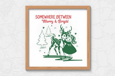Christmas Merry and Bright Illustration, ChristmasWUotes SVG Design, Cute Santa Claus, Reindeer, Christmas Tree and Retro Holiday Designs SVG FiveStarCrafting 