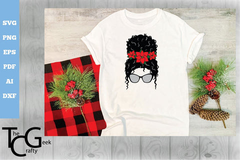 Christmas Messy Bun SVG Bundle SVG The Crafty Geek 