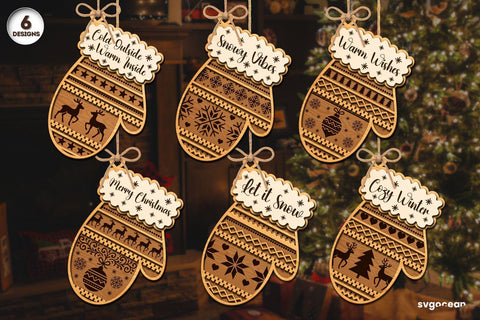 Christmas Mitten Ornaments SVG Bundle SVG SvgOcean 