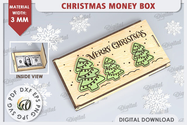 Christmas Money Box Laser Cut Design. Christmas Gift SVG SVG Evgenyia Guschina 
