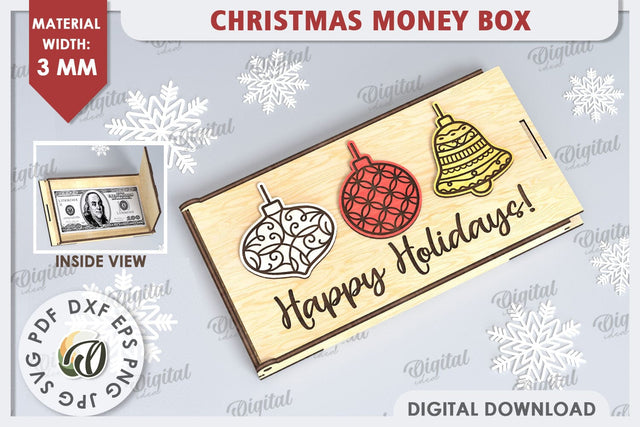 Christmas Money Box Laser Cut Design. Christmas Gift SVG SVG Evgenyia Guschina 