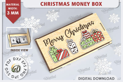 Christmas Money Box Laser Cut Design. Christmas Gift SVG SVG Evgenyia Guschina 