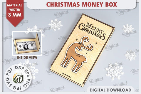 Christmas Money Box Laser Cut Design. Christmas Gift SVG SVG Evgenyia Guschina 