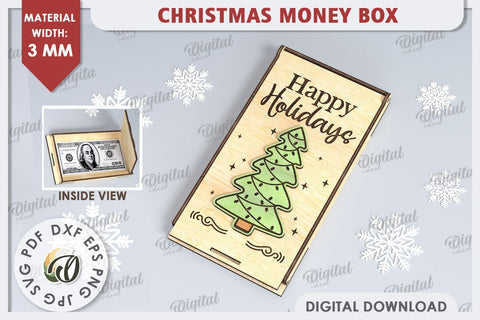 Christmas Money Box Laser Cut Design. Christmas Gift SVG SVG Evgenyia Guschina 